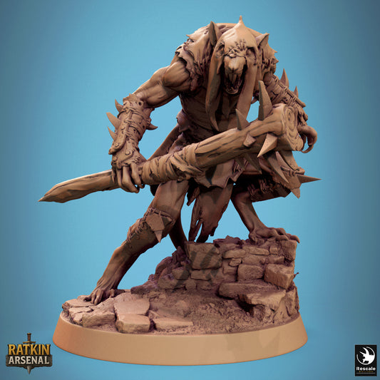 A 3D model of a fierce-looking monster or creature, possibly a dragon or serpent, with sharp teeth and claws, standing on a rocky base.