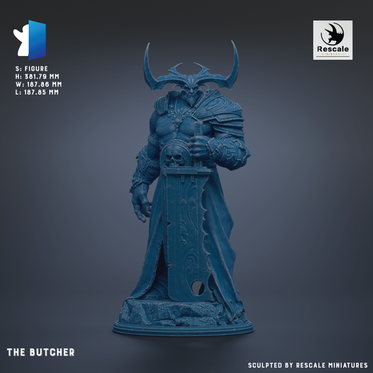 a statue of a muscular, armored figure with horns, holding a sword and standing on a pedestal.