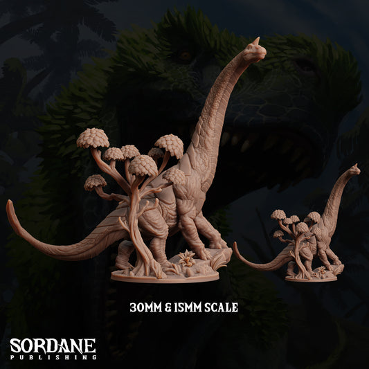 a detailed sculpture of a dinosaur, likely a sauropod, with intricate details and a miniature scale of 30mm and ISMM.