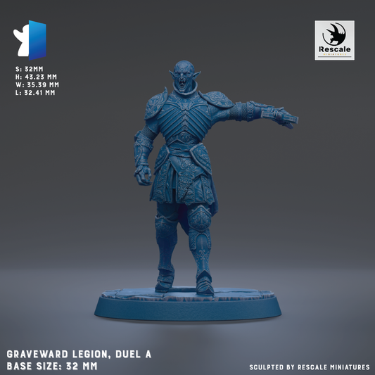 a blue figurine of a warrior standing on a base, with a detailed design and armor.