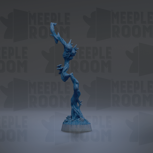 a blue, abstract sculpture with a unique, organic shape and design.