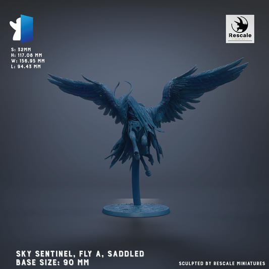 a blue statue of a winged creature with a saddle, likely a mythical or fantastical creature.