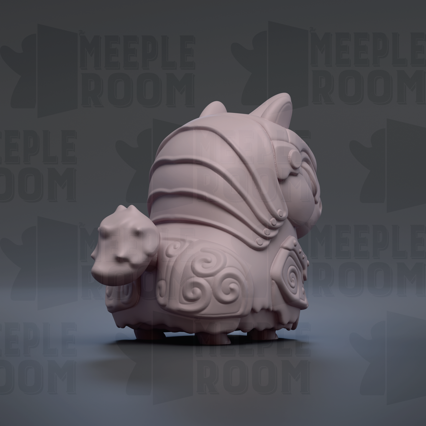 A 3D rendering of a stylized, abstract sculpture with a unique, intricate design.