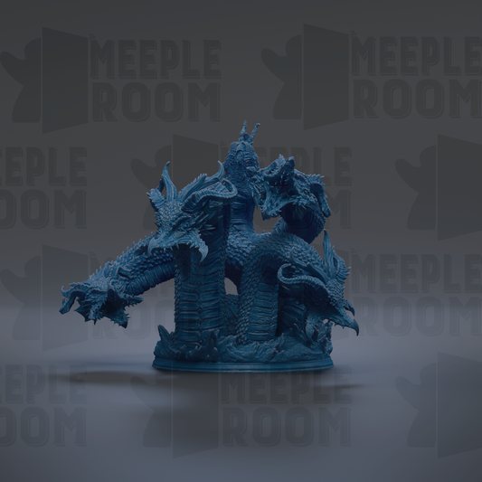 A 3D rendering of a blue, fantastical creature resembling a dragon or serpent, with intricate details and a textured appearance.