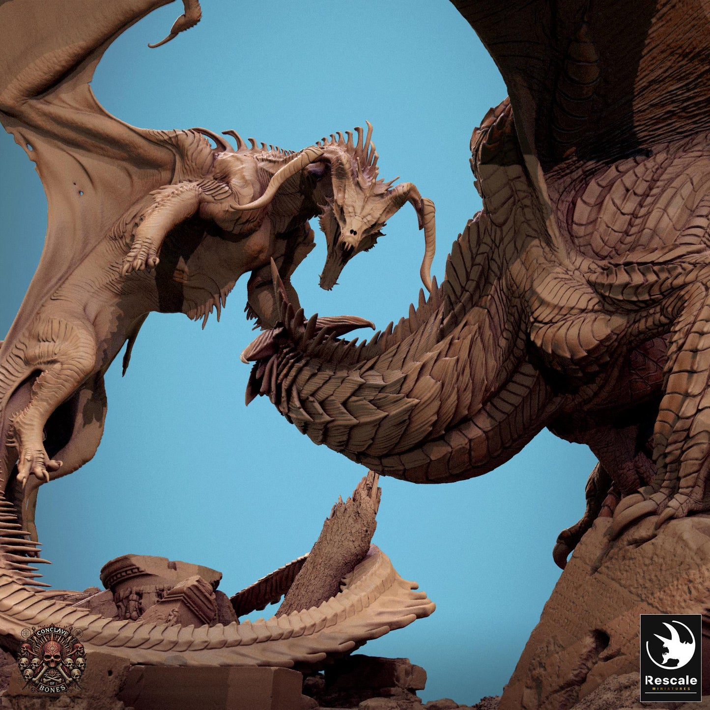 Black vs Silver Dragon Diorama by Rescale Miniatures | Please Read Description | Print on Demand