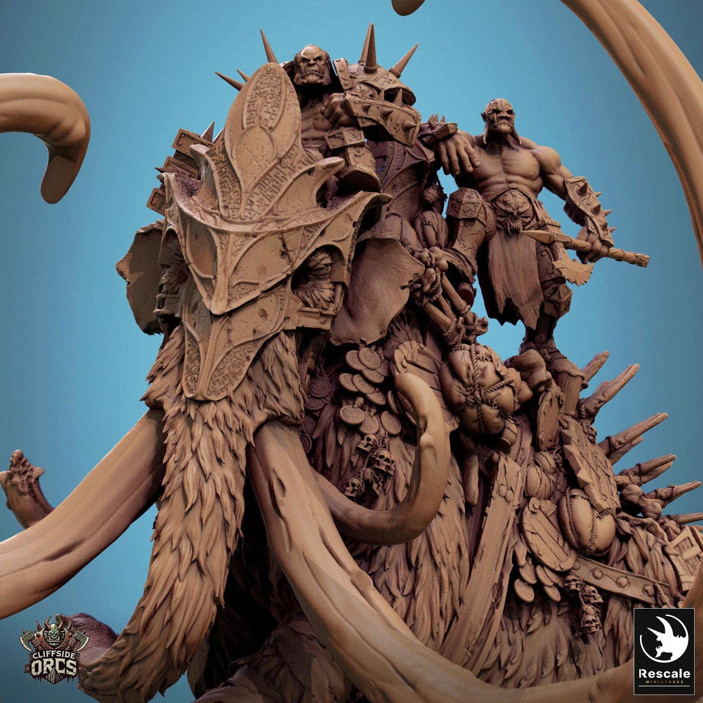 Cliffside Orc Mammoth Mount by Rescale Miniatures | Please Read Description | Print on Demand
