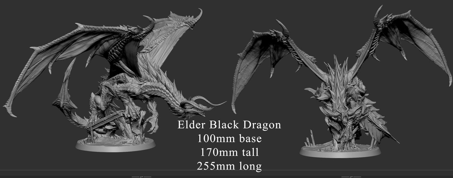 Ancient Black Dragon by Mini Monster Mayhem | Unpainted | Print on Demand | Use Code FREESHIP50