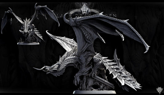 Ancient Black Dragon by Mini Monster Mayhem | Unpainted | Print on Demand | Use Code FREESHIP50