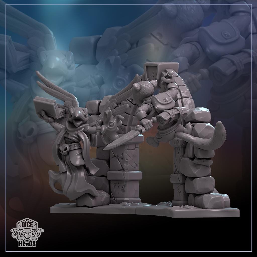 A Duel of Shadows and Sorcery Diorama by Dice Heads | Unpainted | Print on Demand | Use Code FREESHIP50