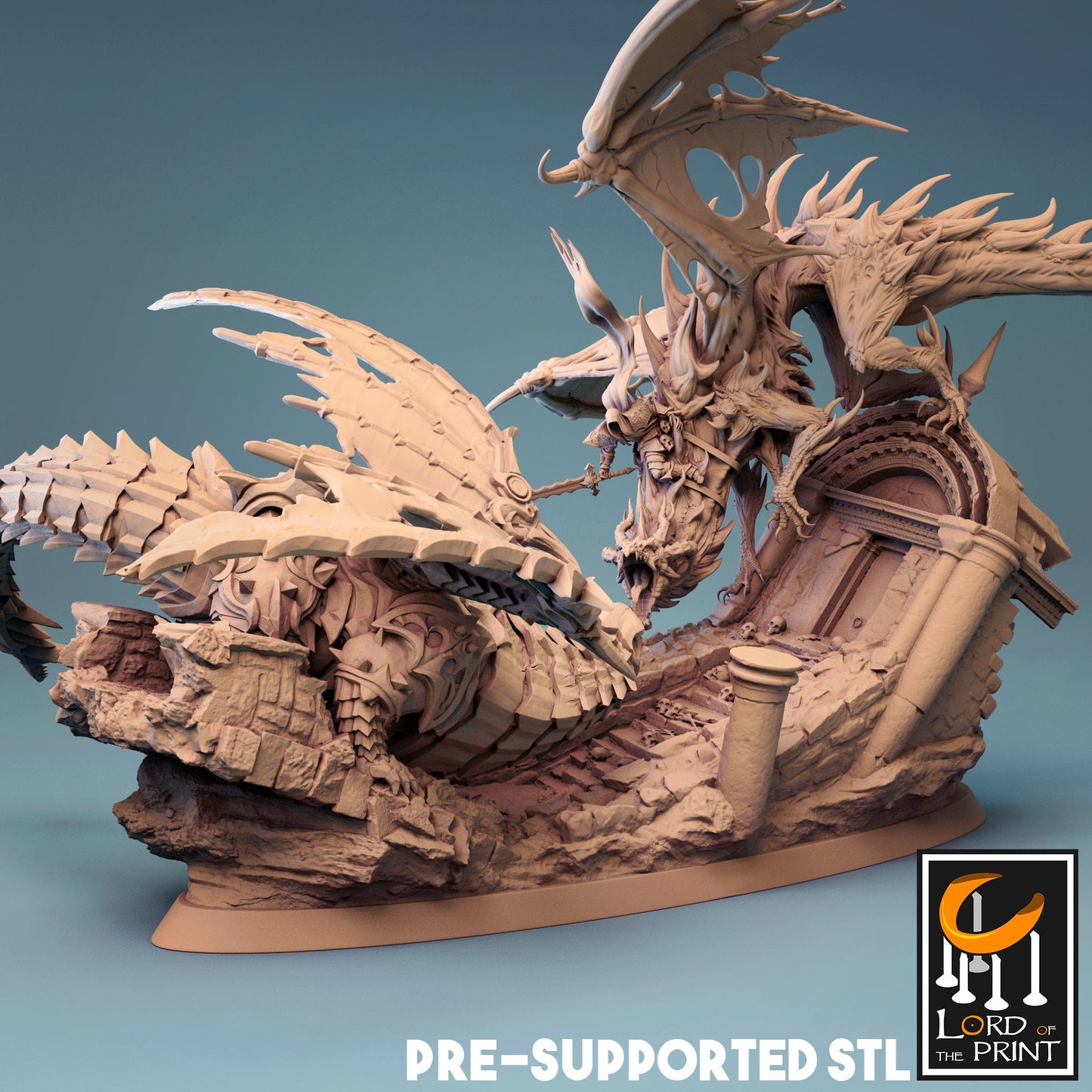 Dragon Duel (Armored vs Cursed) by Rescale Miniatures | Miniature | TTRPG | Unpainted