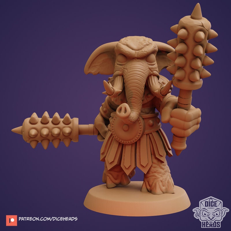 Elephant-folk Adventurers by Dice Heads | Miniature | TTRPG | Unpainted