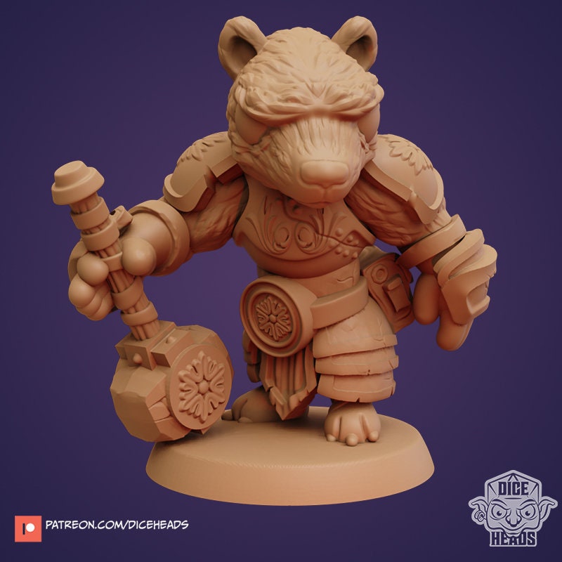 Badger Characters by Dice Heads | Miniature | TTRPG | Unpainted