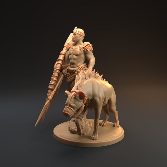 Kiptanu, Warrior with Hyena by Dragon Trappers Lodge | Unpainted