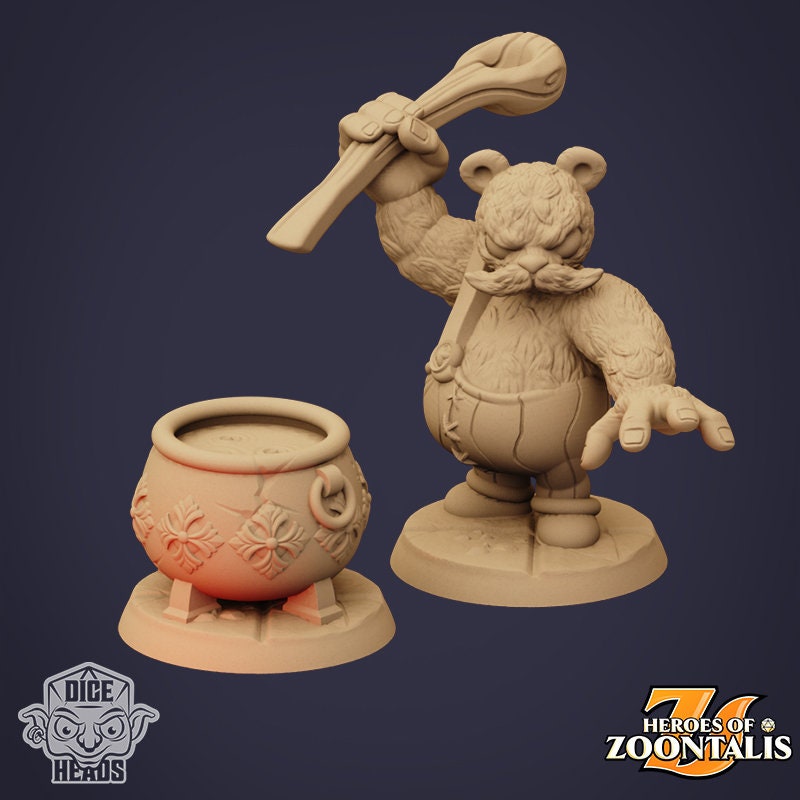 Bearfolk Characters by Dice Heads | Miniature | TTRPG | Unpainted