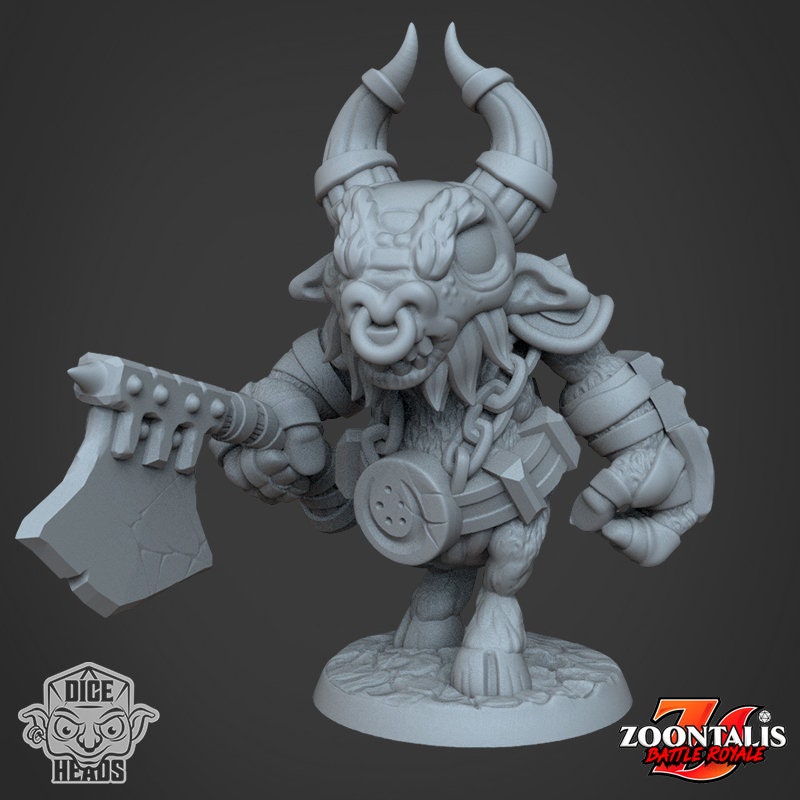 Minotaurs by Dice Heads | Miniature | TTRPG | Unpainted