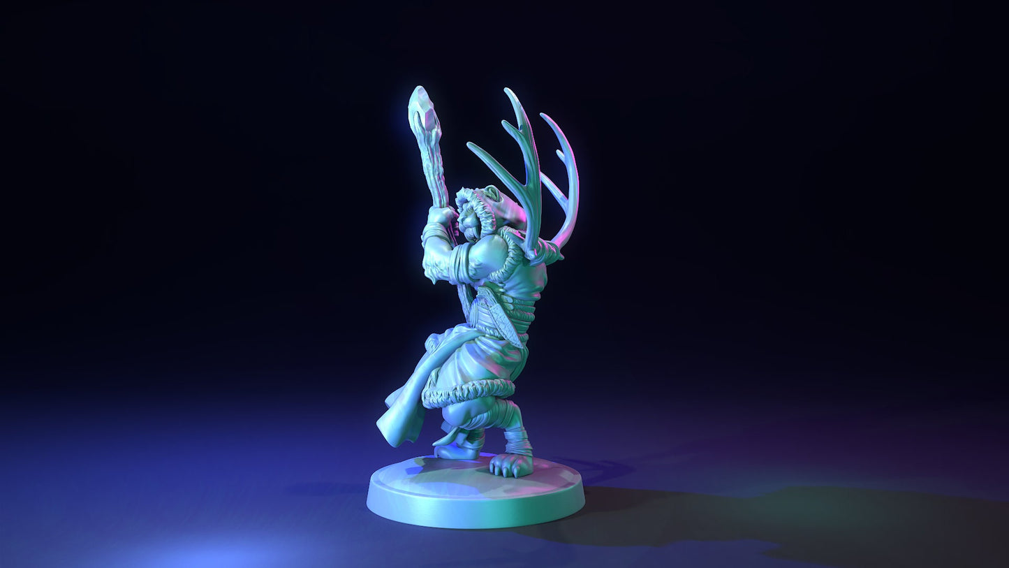 Tiger with Staff by Dragon Trappers Lodge | Unpainted