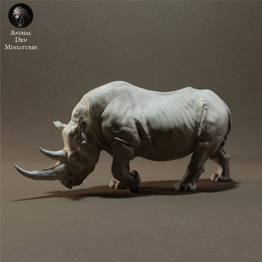 Black Rhino 1:24 Scale Model by Animal Den Miniatures | Please Read Description