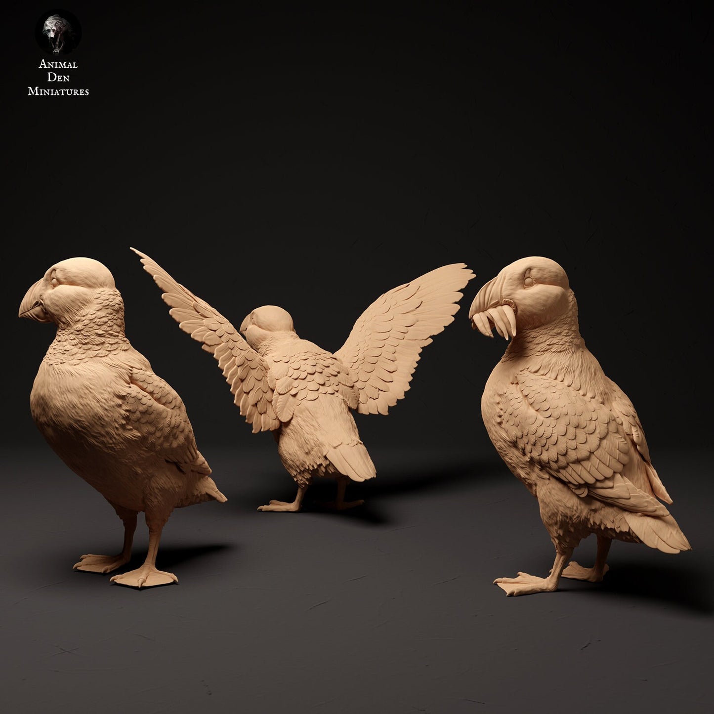 Atlantic Puffins (3-pk) 1:8 scale by Animal Den | Please Read Description