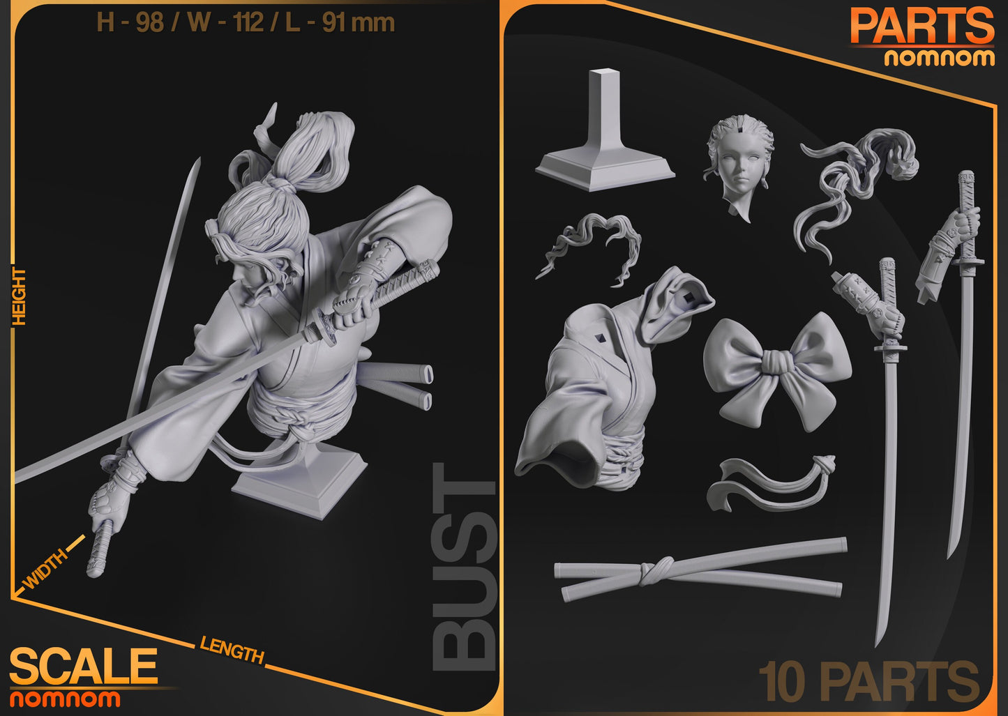 Neko Warrior Bust by NomNom Figures | Please Read Description