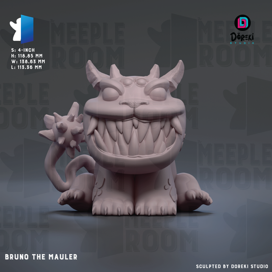 The image is a 3D rendering of a figurine of a monster or creature with sharp teeth and claws, sitting on its hind legs. The creature appears to be made of a material that resembles stone or concrete. The image is a technical rendering and does not depict a scene or depict any specific action.