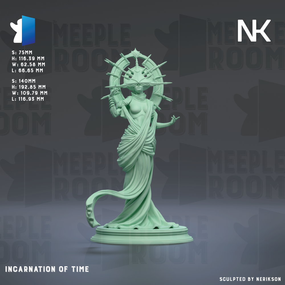 The image is a statue of the Statue of Liberty, a famous landmark located in New York Harbor. The statue is made of a green material and depicts the iconic figure of Liberty, with her hand holding a torch. The statue is displayed against a dark background, which highlights its details and features. The image is described as an "Incarriage of Time" and is "Sculpted by Nerkison".