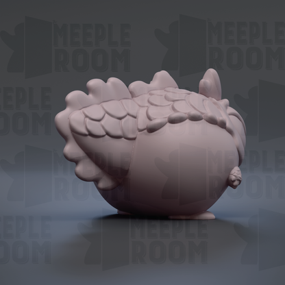 A 3D rendering of a bird-like object, possibly a sculpture or figurine, with a textured, pinkish appearance.