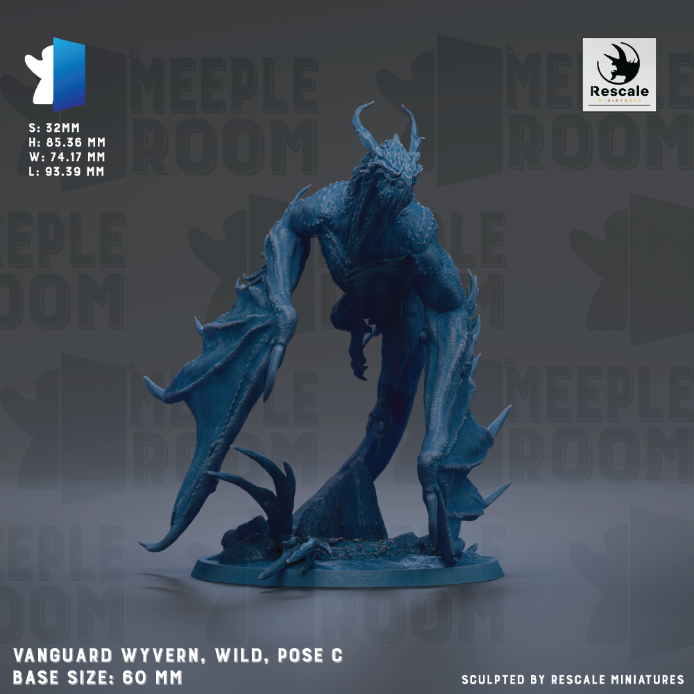 a blue figurine of a winged creature, possibly a dragon or mythical beast, with horns and sharp claws. The figurine is standing on a base and appears to be a sculpture or model of the creature. The background of the image is dark, which contrasts with the figurine and makes it stand out. The image does not contain any text, and the figurine is the main focus.