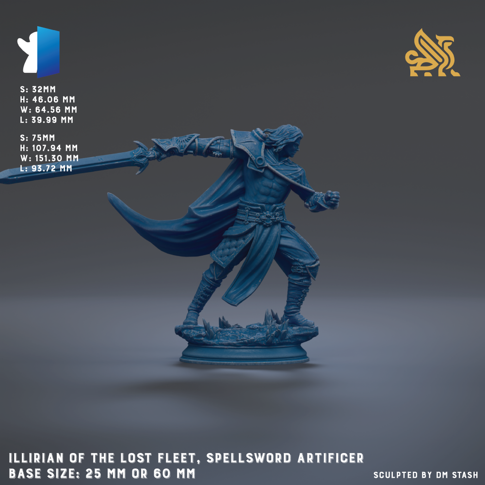 a blue figurine of a warrior wielding a sword, with a detailed design and intricate details.
