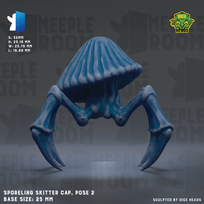 a large, blue mushroom-like creature with sharp claws, standing on a gray surface.