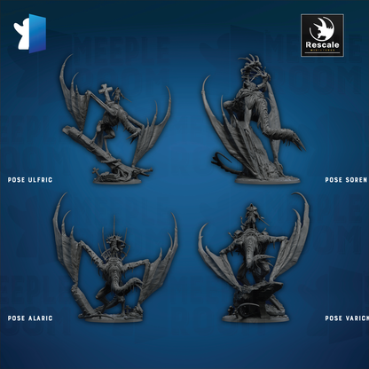 Nightwing Mourner, Mounted by Rescale Miniatures | Miniature | TTRPG | Unpainted | Print on Demand