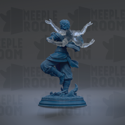 A statue of a person with outstretched arms, standing on a pedestal.