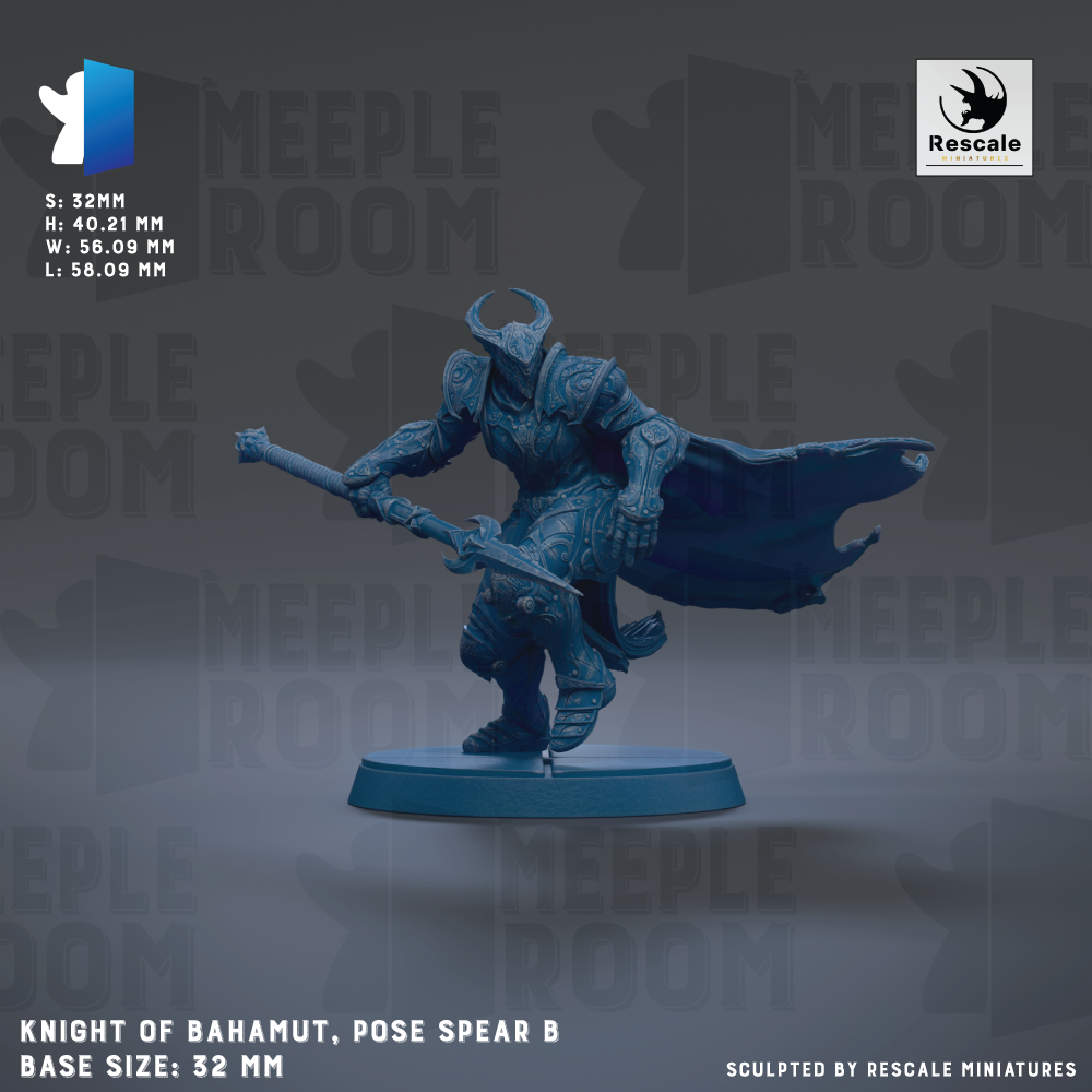 a knight of Bahamut, pose spear B, with a base size of 32mm.