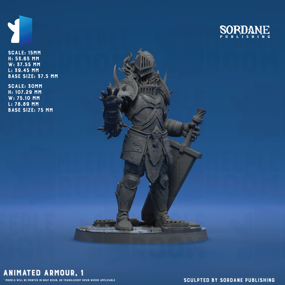 Animated Armour by Sordane Publishing | Miniature | TTRPG | Unpainted | Print on Demand