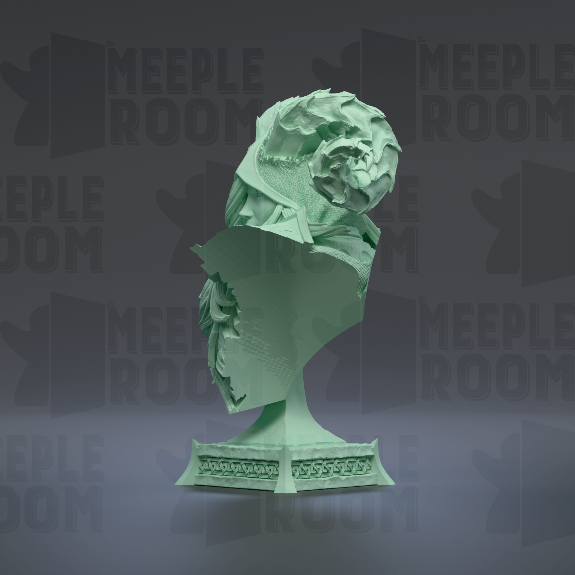 a green, abstract sculpture with a unique, organic shape and design.