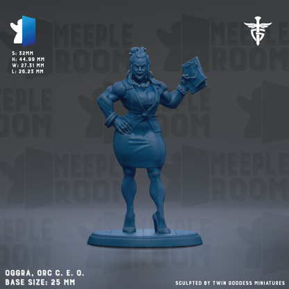 a blue figurine of a muscular woman holding a book, standing on a platform.