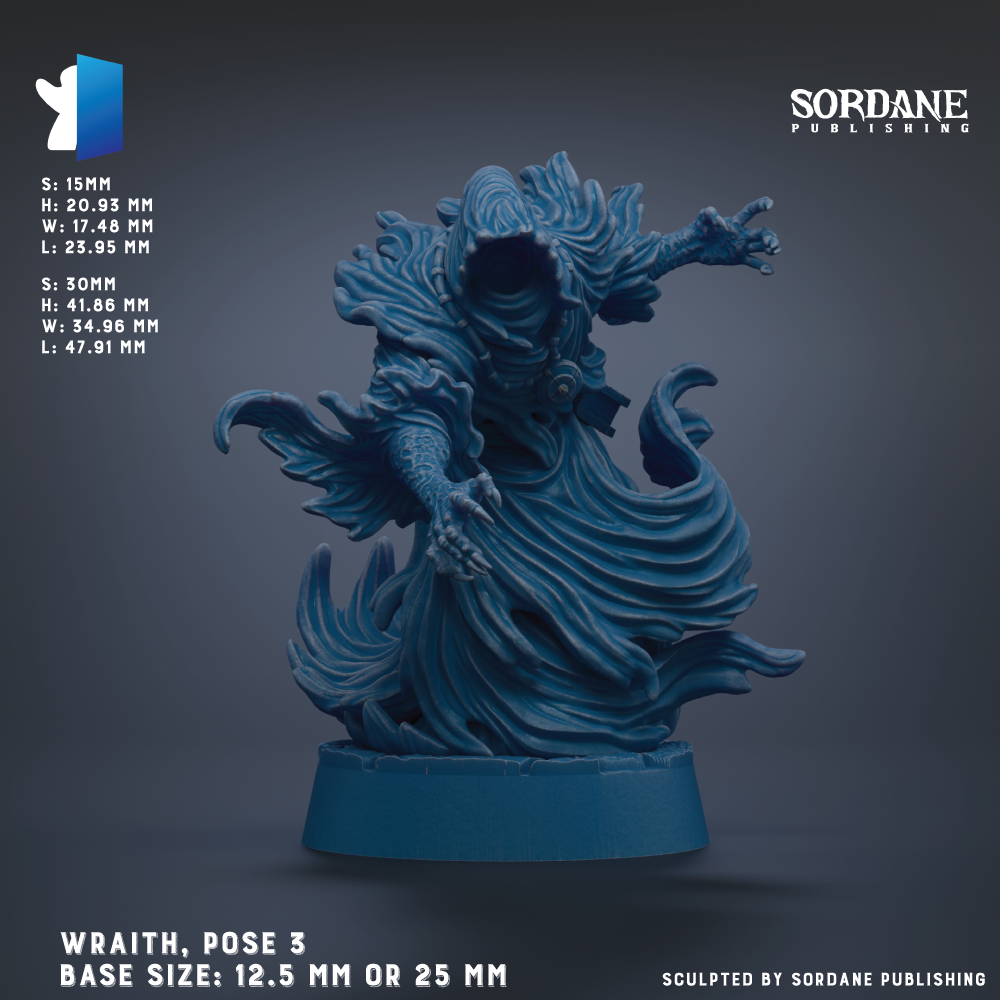 The image is a 3D rendering of a blue, fantastical creature with flowing, wave-like patterns on its body, standing on a base that is either 12.5 mm or 25 mm in size. The creature appears to be a mythical or magical being, possibly a deity or a powerful entity. The image does not contain any text or additional objects, and the creature is the sole focus of the image.