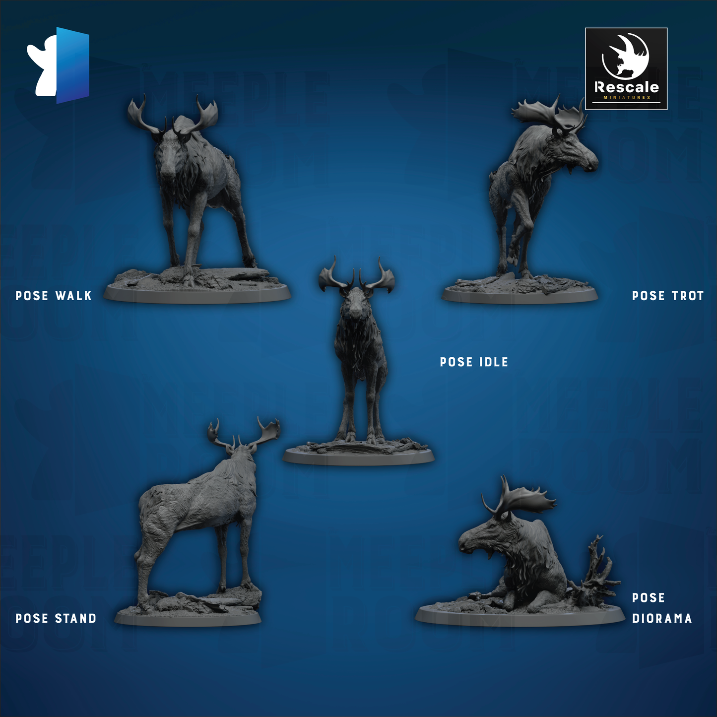 Aurora Elk-Knight, Wild by Rescale Miniatures | Miniature | TTRPG | Unpainted | Print on Demand