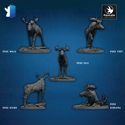 Aurora Elk-Knight, Wild by Rescale Miniatures | Miniature | TTRPG | Unpainted | Print on Demand