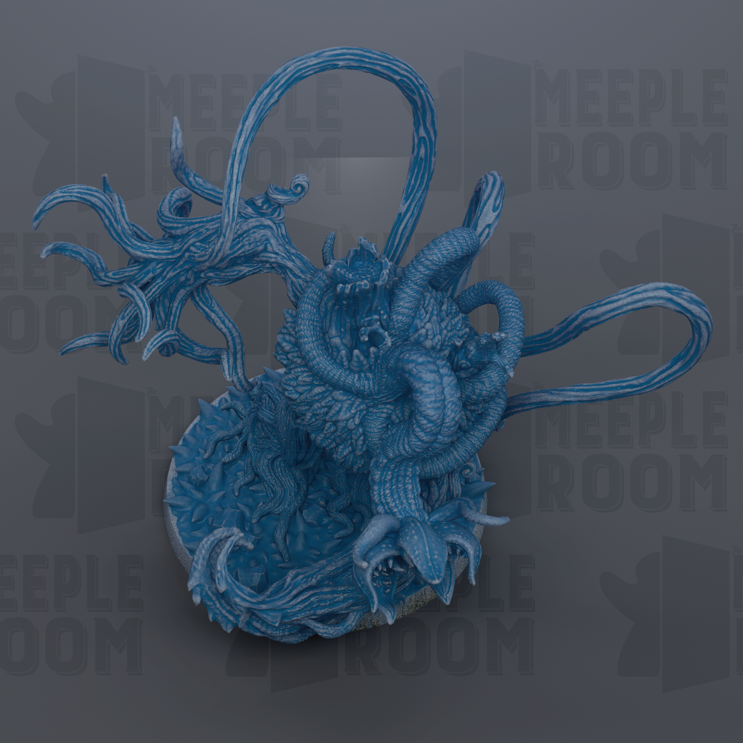 a large, intricate blue creature with multiple tentacles, resembling a fantastical or mythical creature.
