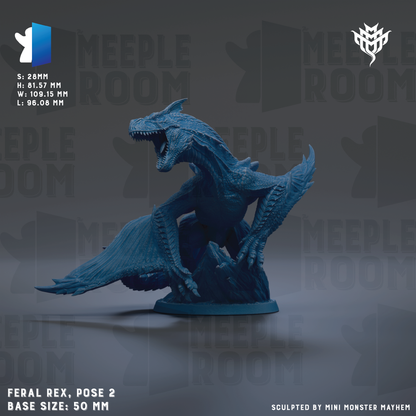 a large, blue, feline-like creature with sharp teeth and claws, standing on a base and appearing to be in a dynamic pose. The creature is the main focus of the image, and there is no additional text present.