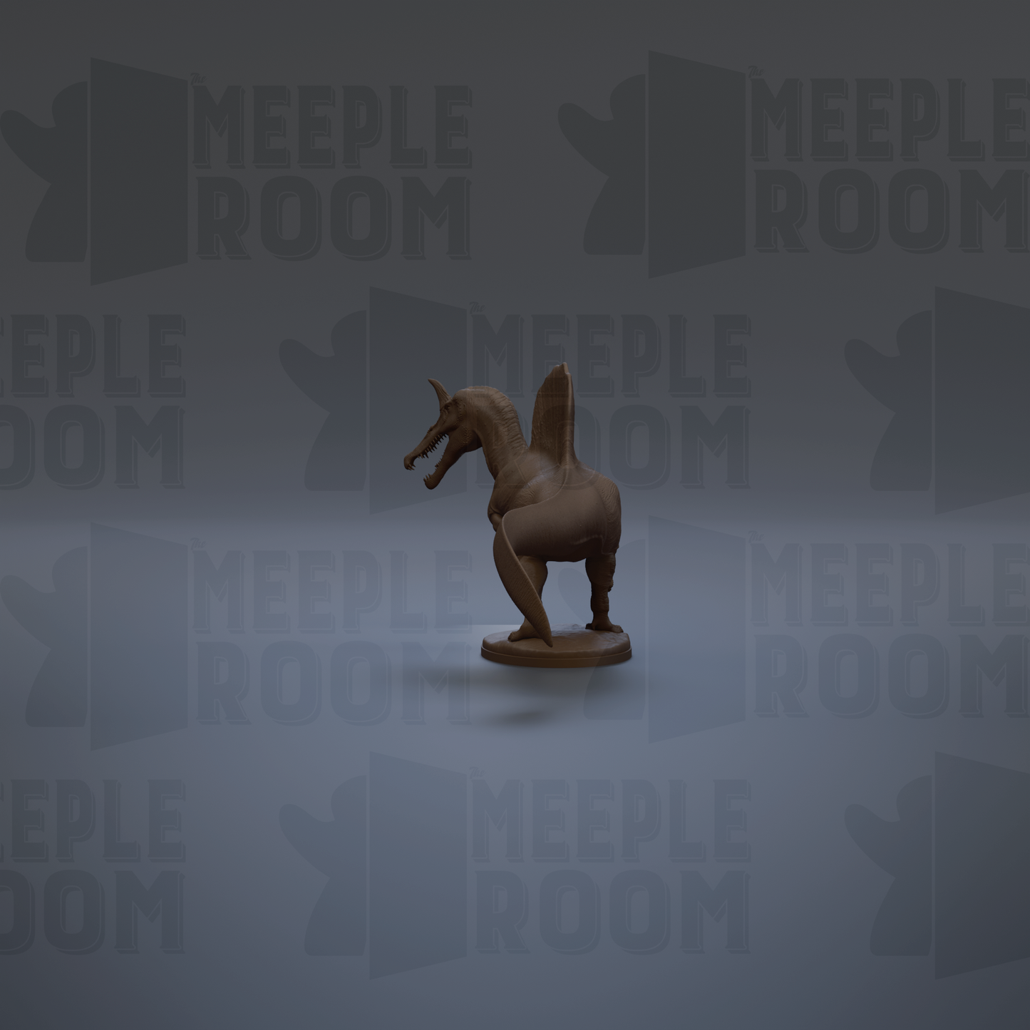 a brown statue of a horse, with the text "MEIPLE ROOM" repeated in the background.