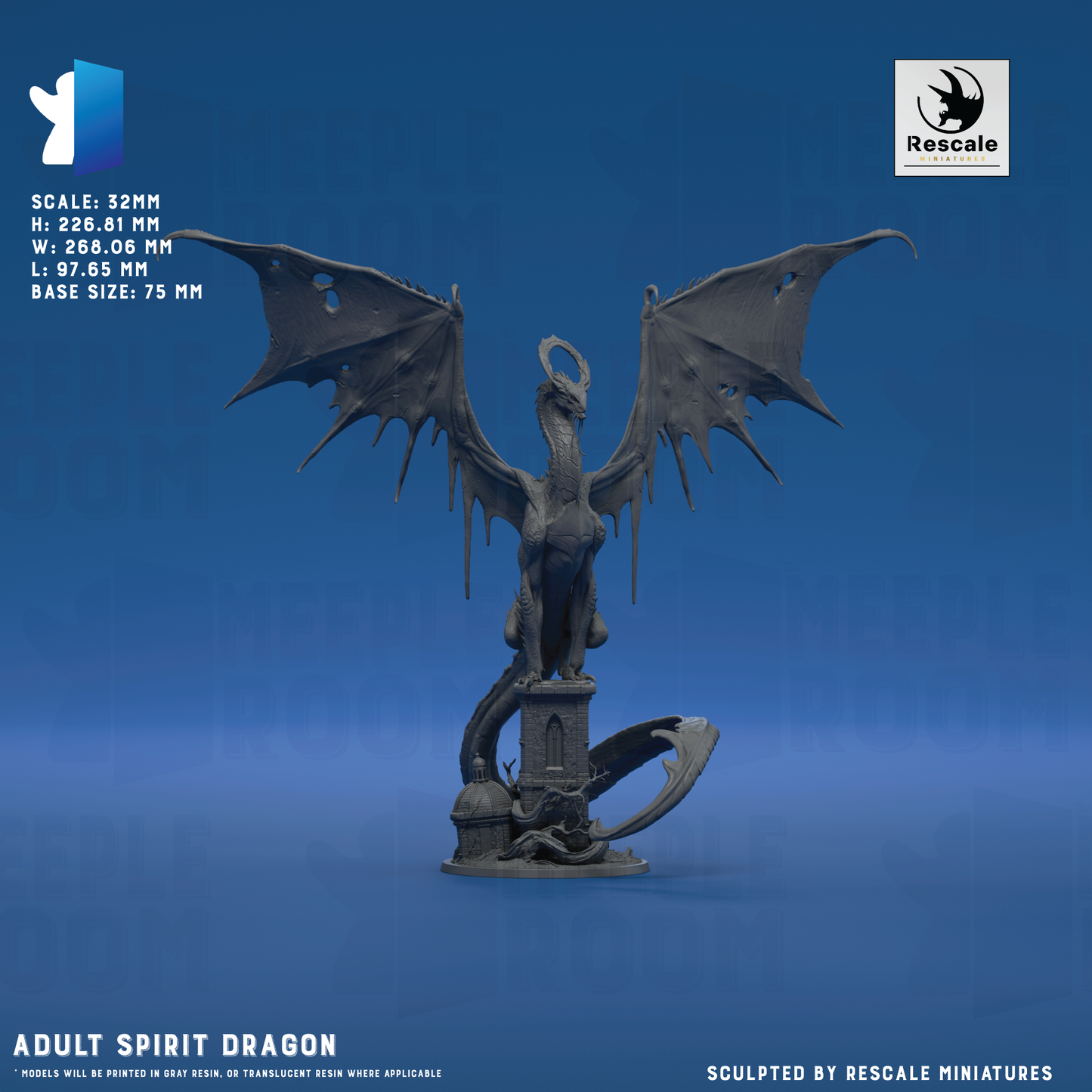 Adult Spirit Dragon by Rescale Miniatures | Miniature | TTRPG | Unpainted | Print on Demand