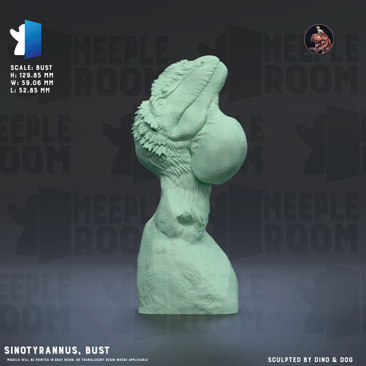 Sinotyrannus, Bust by Dino & Dog | Miniature | TTRPG | Unpainted | Print on Demand