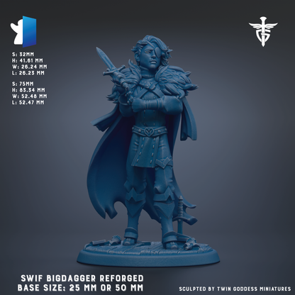 a blue plastic figure of a man with a sword