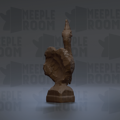 A brown ceramic sculpture of a turkey is displayed against a gray background with repeated "MEIPLE ROOM" text.