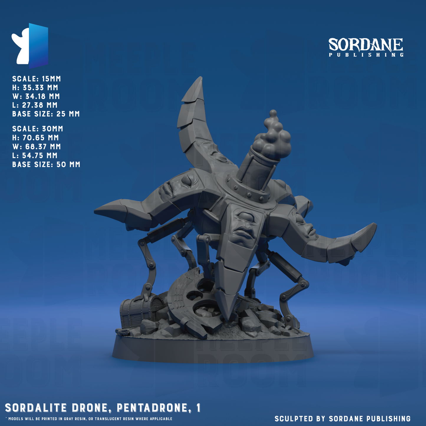 Sordalite Drone, Pentadrone by Sordane Publishing | Miniature | TTRPG | Unpainted | Print on Demand