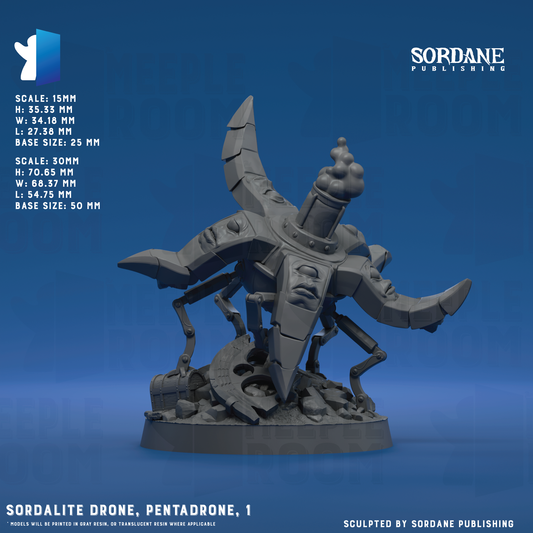 Sordalite Drone, Pentadrone by Sordane Publishing | Miniature | TTRPG | Unpainted | Print on Demand