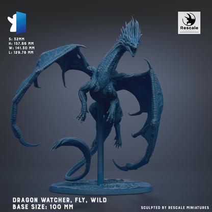 A detailed 3D model of a blue dragon-like creature with wings and sharp teeth, standing on a base. The dragon appears to be a fantasy or fantasy-inspired character, possibly a dragon watcher or fighter.
