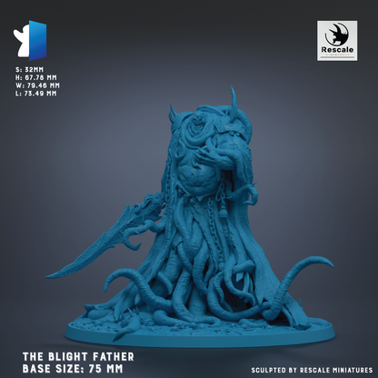a large, intricate, and detailed figurine of a creature with a long, curved tail and a large head, resembling a fantastical or mythical creature. The figurine is shown in a 3D rendering, and the base size is 75 millimeters. The image is a sculpture by Rescale Miniatures.