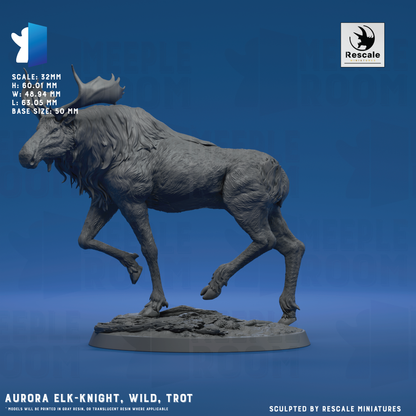Aurora Elk-Knight, Wild by Rescale Miniatures | Miniature | TTRPG | Unpainted | Print on Demand